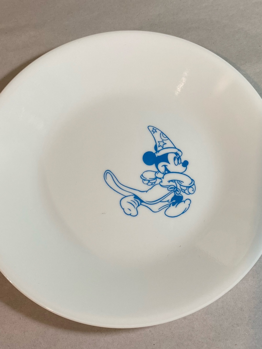 White Disney Corelle Dessert Plate with Blue Character Design